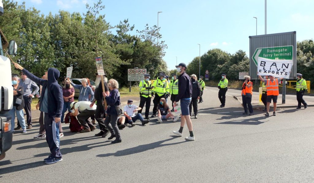 Sit Down Protest At Ramsgate Port  As Live Animal Exports Resume