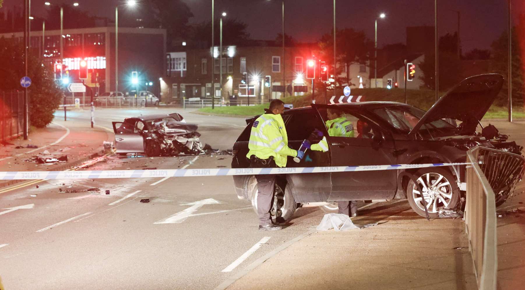 Police Pull Large Dagger From Driver Side  Footwell After  High Speed Police Chase Around Crayford In South East London