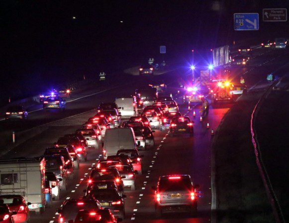 Multi Vehicle Pile Up On M27 Motorway In Hampshire