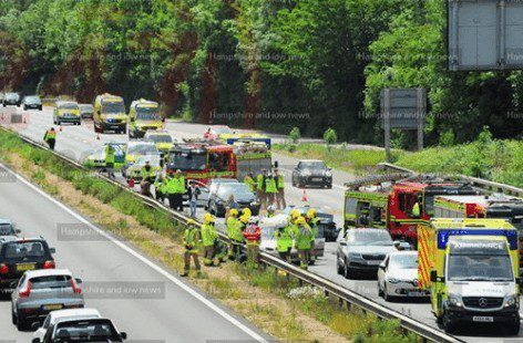 Updated:multiple Vehicle Collision On M3 Motorway  Near Eastleigh