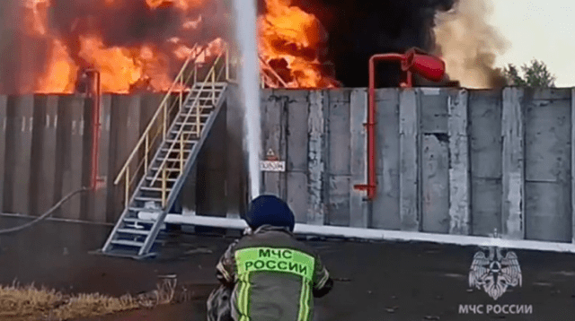 Firefighters Battle Blaze in Azov Following Drone Strike