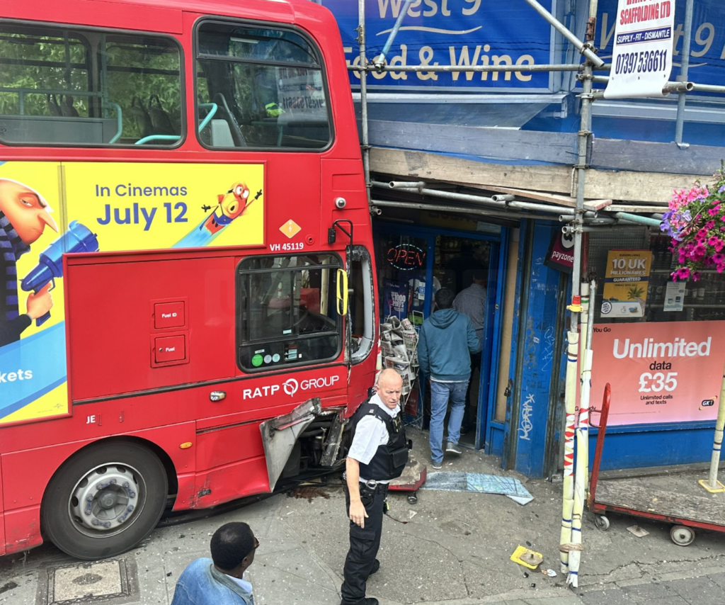 Seven People Injured as Double-Decker Bus Crashes into Shop Scaffolding in North-West London