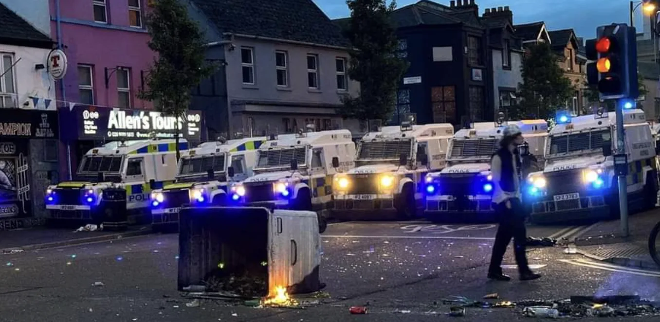 Belfast in Flames: Building Set Ablaze Amid Violent Riots as Police Rush to Restore Order