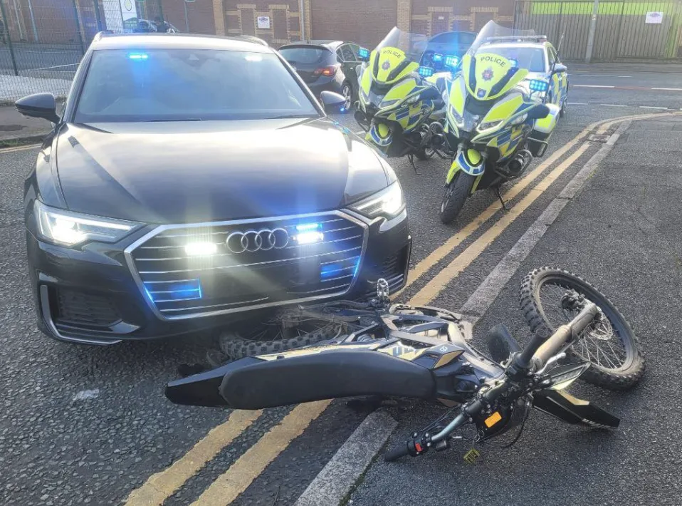 Salford E-Bike Gang Crashes After High-Speed Chase, Machete Seized by GMP
