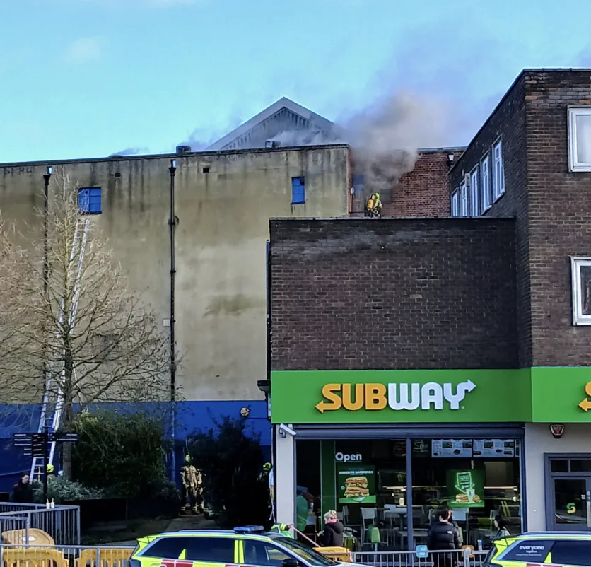 Fire Rips Through Former Canterbury Odeon Cinema Roof in Fiery Afternoon Blaze