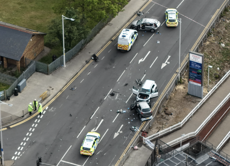 Twelve Hurt, Six Seriously, as Police Chase Ends in Crash Near Tesco